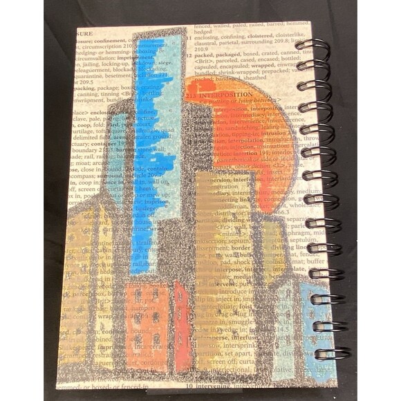 Journal Unique City-Scape Design Handmade Upcycle Spiral Notebook Urban Skyline - Picture 4 of 7